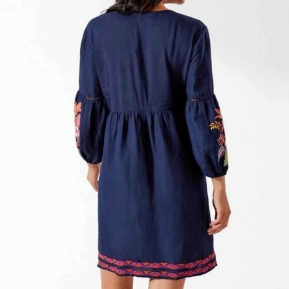 NWT Tommy Bahama St. Lucia Tropical Embroidered Linen- Blend Dress Size Small - Picture 6 of 8